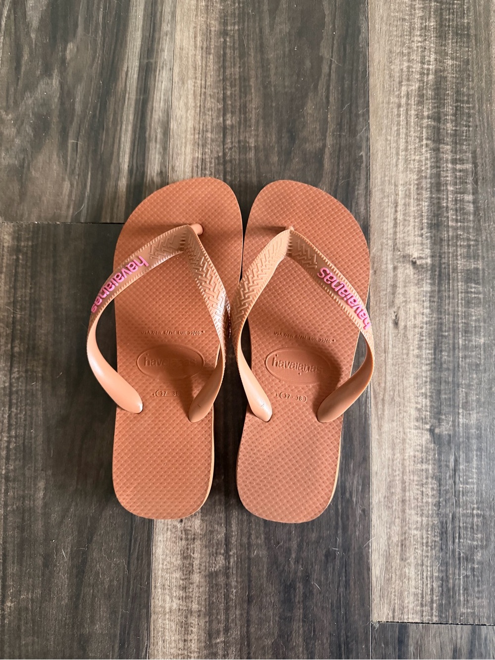 Havaianas Women's Coral Brown Flip Flop Sandals with Pink Logo